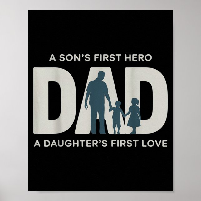 Poster Dad Holding Kids Family Silhouette Father Quote  (Frente)