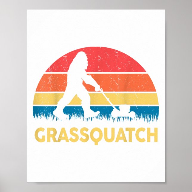 Poster Dad Lawn Mowing Grquatch Bigfoot Mower Gift Funny  (Frente)