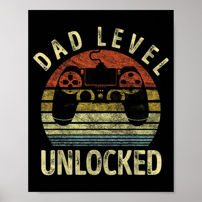 Poster Dad Level Unlocked, Gaming Dad Video Gamer Dad, Fu (Frente)