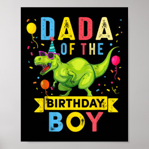 Poster Dada Do Birthday Boy T-rex Dinossaur Aniversário F