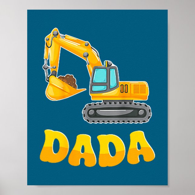 Poster Dada The Birthday Boy Excavator Construction Famil (Frente)