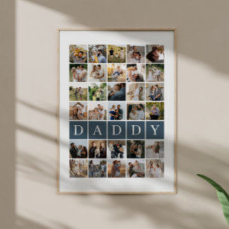Poster Daddy Grid 30 Photo Collage Family Keepsake