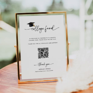 Poster Dádiva de Graduação Qr Code College Fund Sign