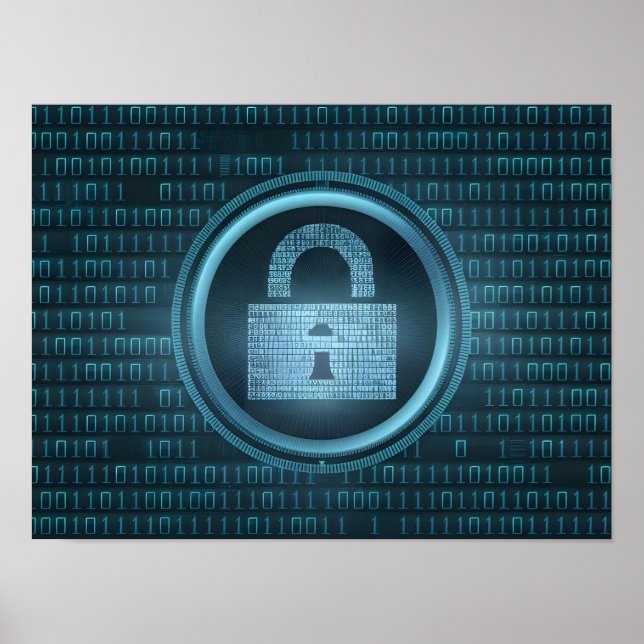 Poster Dados binários digitais pretos na tela do computad (Frente)