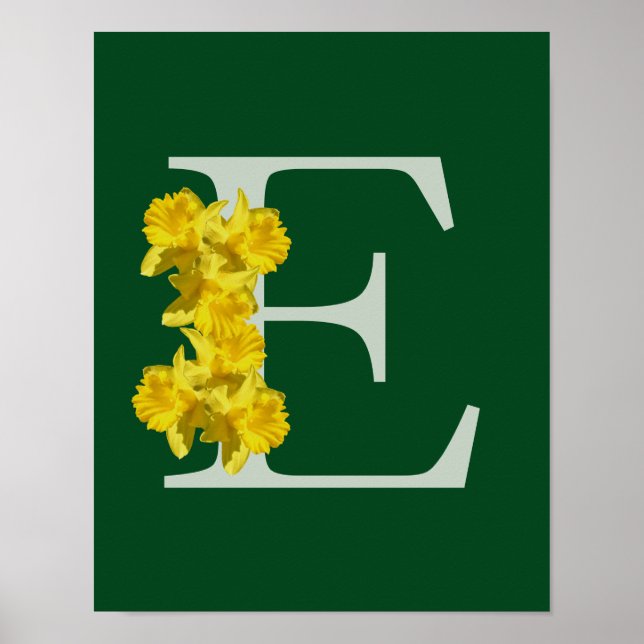 Poster Daffodil Monograma Inicial E (Frente)