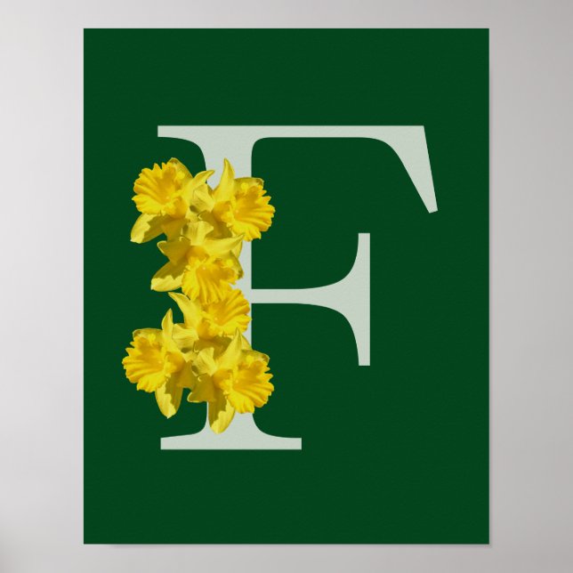 Poster Daffodil Monograma Inicial F (Frente)