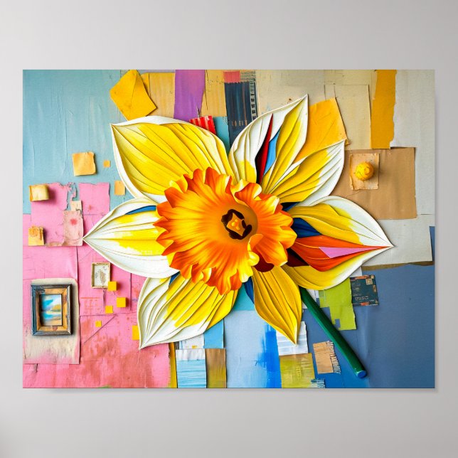 Poster Daffodil radiante no estilo Abstrato moderno (Frente)