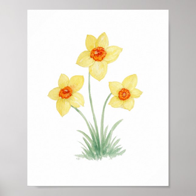 Poster Daffodil Spring Flower Painting Garden (Frente)