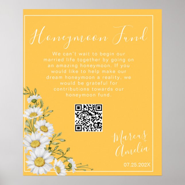 Poster Daffodil Yellow & White Daisies Honeymoon Fund (Frente)