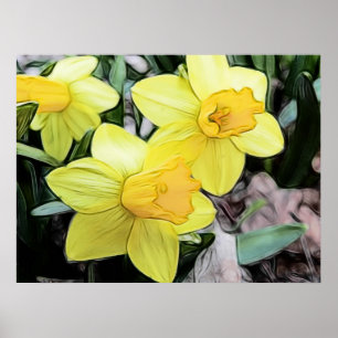 Pôster Daffodils amarelos do primavera