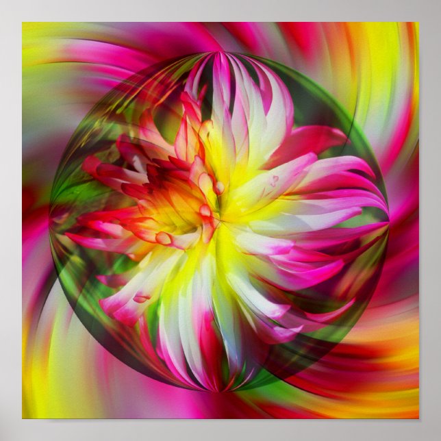 Poster Dahlia Flower Floral Abstrato Art (Frente)
