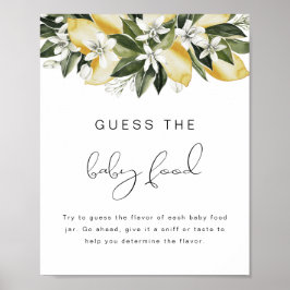 Poster DAHLIA Lemon adivinha o Chá de fraldas da Comida