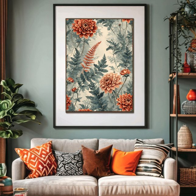 Poster Dahlias and Ferns (Criador carregado)