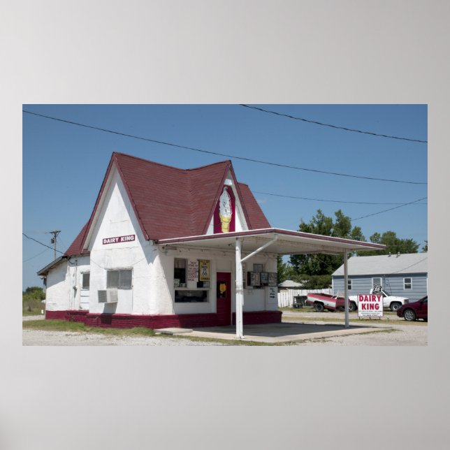 Pôster Dairy King Sorvete Cafe, Rota 66, Commerce, MO (Frente)