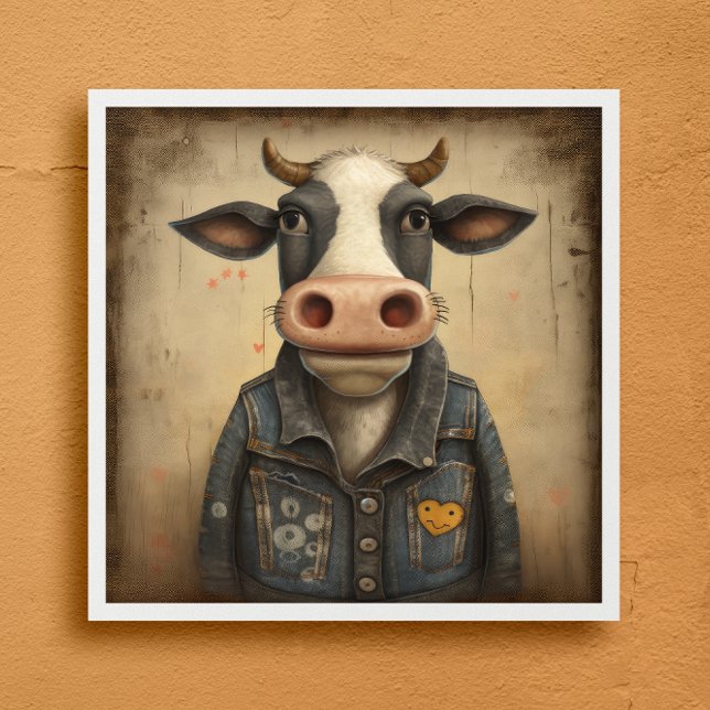 Poster Dairy Vest - Vaca engraçada em fantasia (Criador carregado)