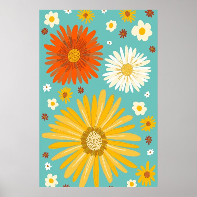 Poster Daisies Daisy Flowers Retro Art (Frente)