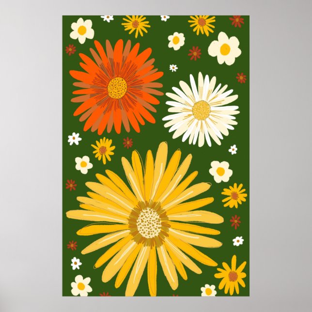 Poster Daisies Daisy Flowers Retro Art (Frente)