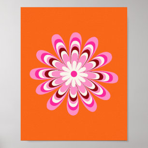 Poster Daisy 04 Laranja E Rosa