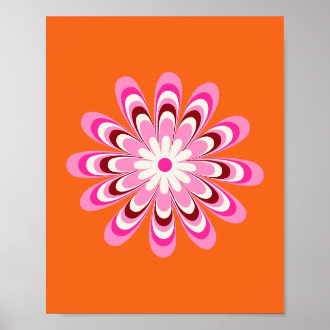 Poster Daisy 04 Laranja E Rosa (Frente)