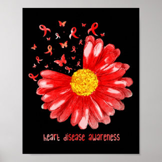 Poster Daisy Borboleta Laço Vermelho Conscientização Doen