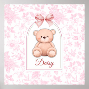 Poster Daisy   Design de Enfermeiro de Urso Rosa Personal