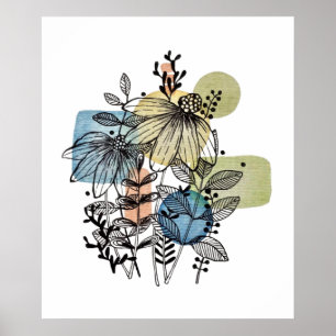 Poster Daisy Doodle Em Tinta E Aquarela
