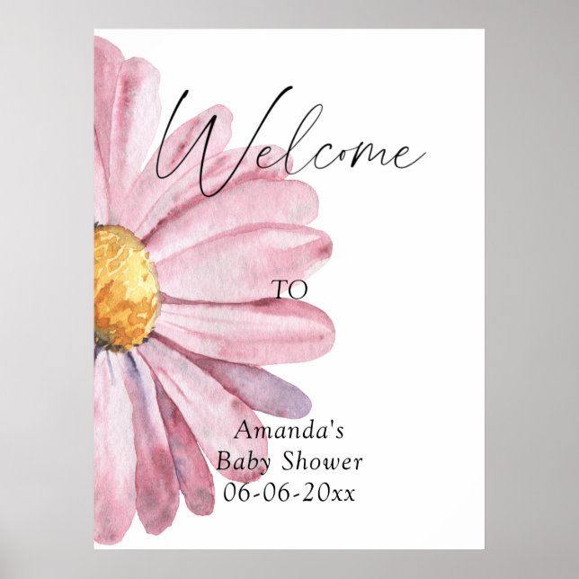 Poster Daisy Elegant Welcome - chá de fraldas party (Frente)