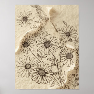 Poster Daisy Field Vintage Floral Print