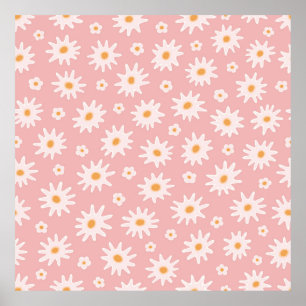 Poster Daisy floresce um padrão perfeito. Plano de fundo
