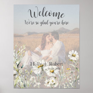 Poster Daisy Wildflower Wedding Foto de boas-vindas