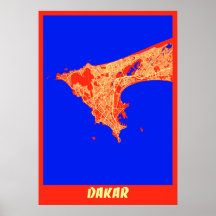 Dakar - Mapa da Cidade Retroativa do Senegal