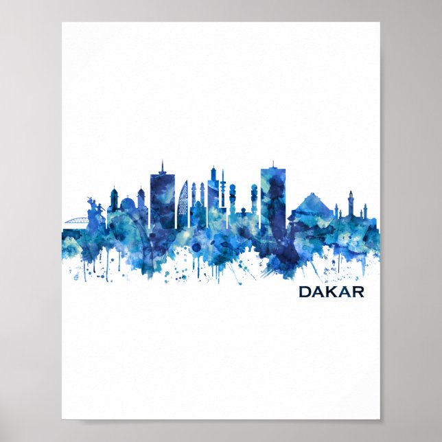 Poster Dakar Senegal Skyline Blue (Frente)