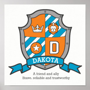 Poster Dakota boys D name que significa laranja crest pos