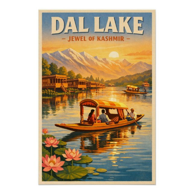 Pôster Dal Lake, Srinagar, India, in a classic (Frente)