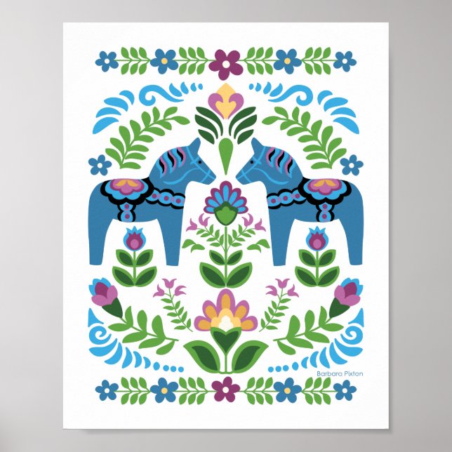 Poster Dala Horses Blue (Frente)