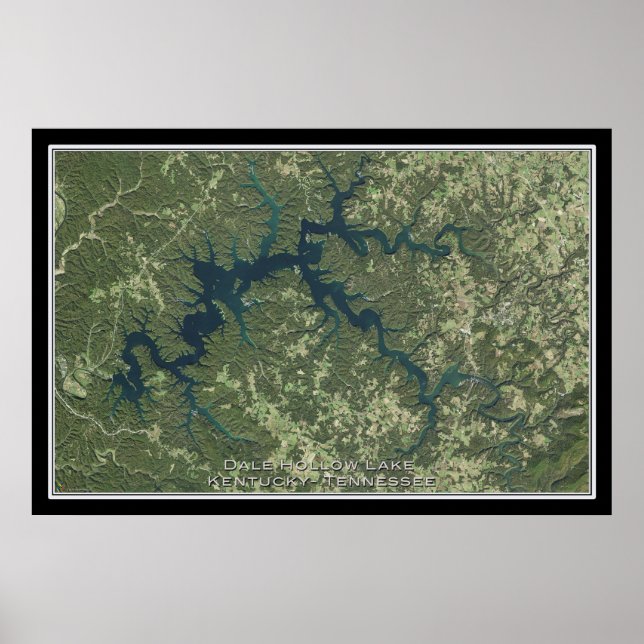 Poster Dale Hollow Lake Kentucky - Tennessee Satellite (Frente)