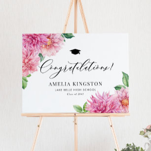 Poster Dália Rosa Botânica Parabéns Graduação