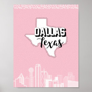 Pôster Dallas bonito no rosa