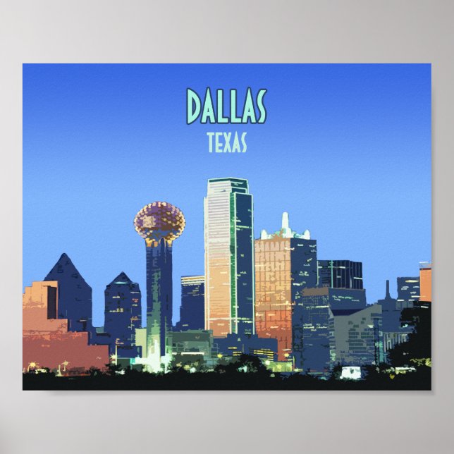 Poster Dallas Centro Texas Vintage (Frente)