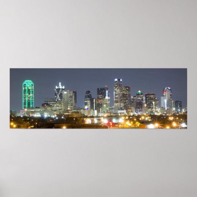 Poster Dallas Skyline à noite (Frente)