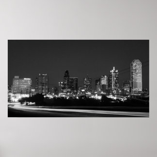 Pôster dallas skyline à noite