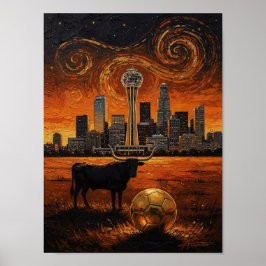 Poster Dallas Skyline Longhorn World Cup 2026 Soccer 