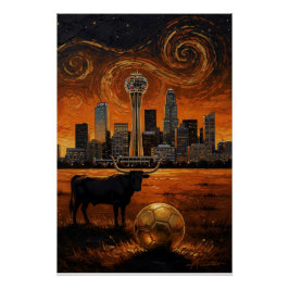 Pôster Dallas Skyline Longhorn World Cup 2026 Soccer 