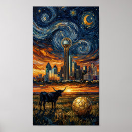 Poster Dallas Starry Night Skyline World Cup 2026 Soccer