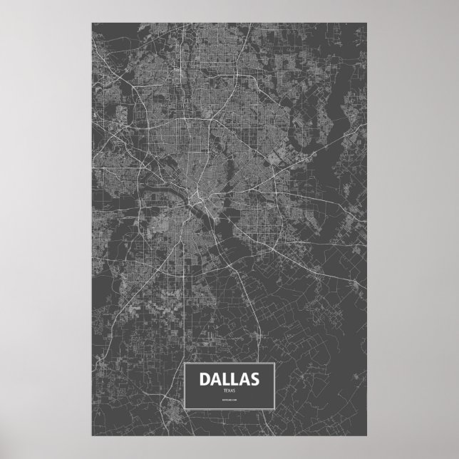 Poster Dallas, Texas (branco a preto) (Frente)