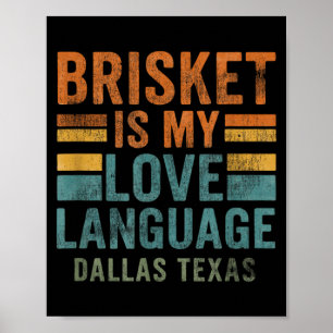 Poster Dallas Texas Bris Bbq Língua do Amor Retrô Vintage