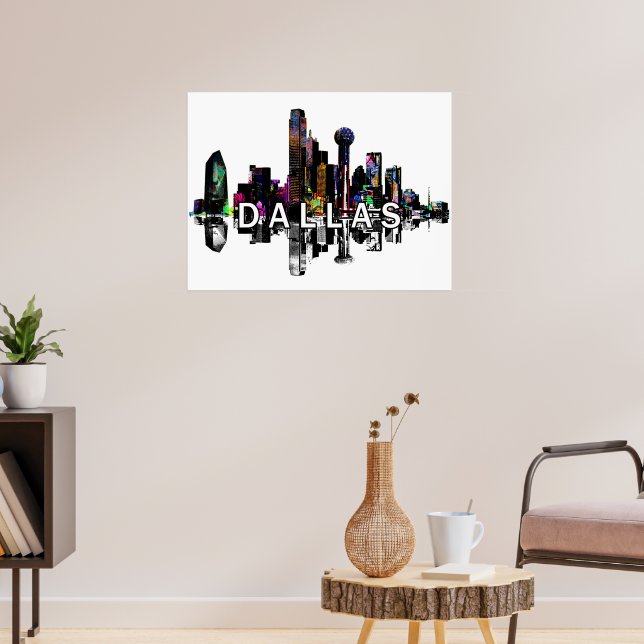 Poster Dallas, Texas em grafite (Sala de Estar 3)