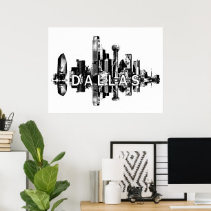 Poster Dallas, Texas em preto e branco