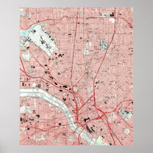 Pôster Dallas Texas Mapa (1995)