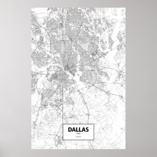 Pôster Dallas, Texas (preto em branco)